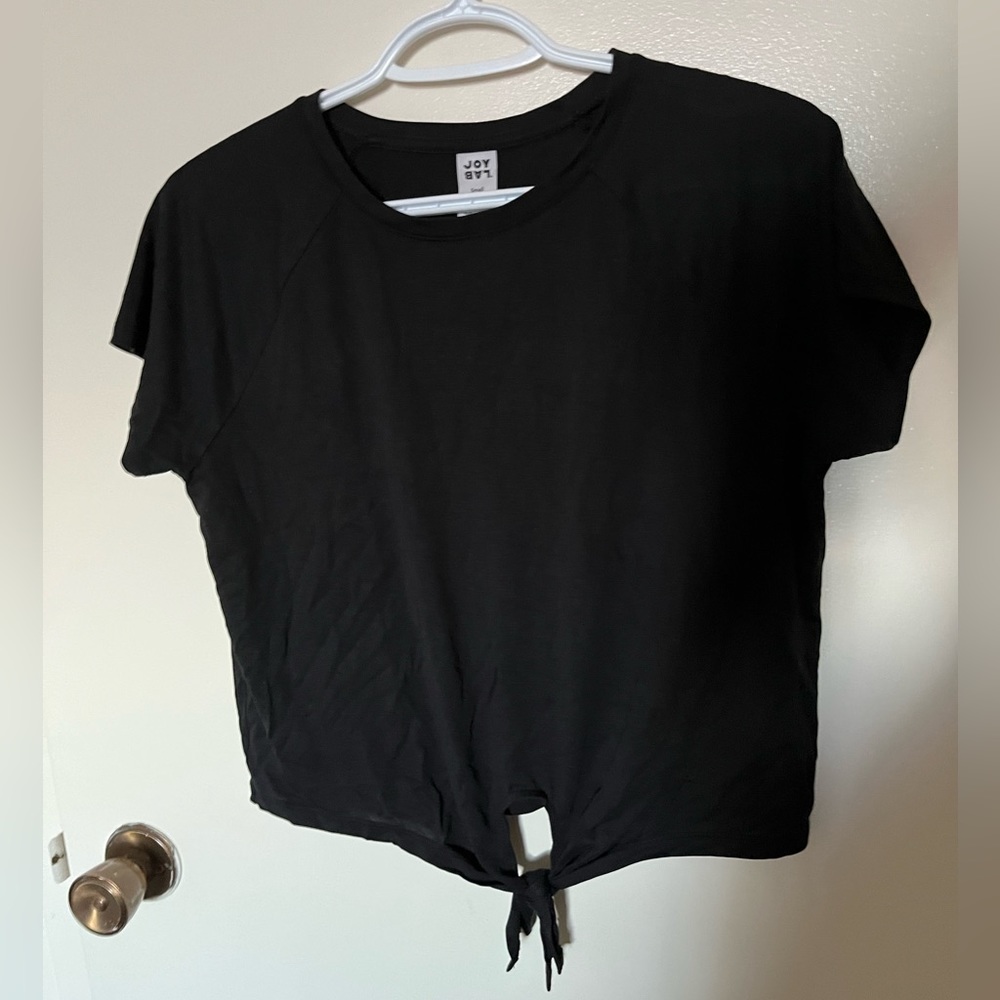 JoyLab Tie-Front Black Tee